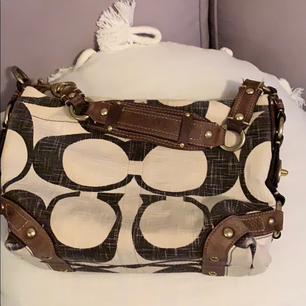 Coach Carly Cotton Canvas medium Hobo